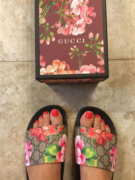 gucci floral slides fake|gucci floral slides outfit.